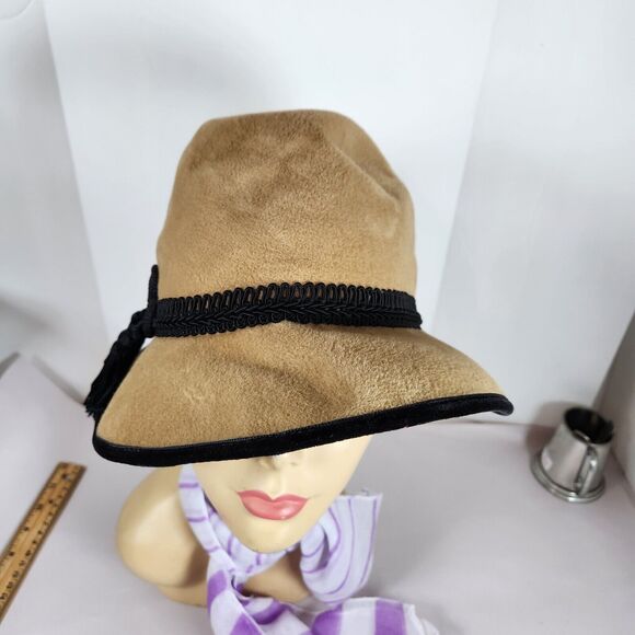 Eric Javits New York Wool Alixe Hat Rounded Crown fedora cloche Bow tassel band - Picture 4 of 7